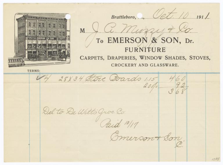 Emerson & Son. Bill - Recto