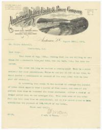 Anderson Water, Light & Power Company. Letter - Recto