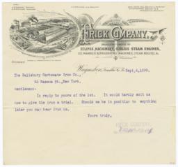 Frick Company. Letter - Recto