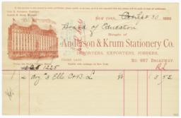 Anderson & Krum Stationery Co.. Bill - Recto