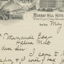 Murray Hill Hotel. Letter