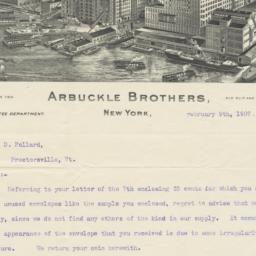 Arbuckle Bros.. Letter