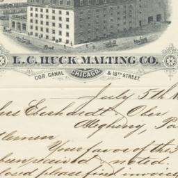 L. C. Huck Malting Co.. Letter