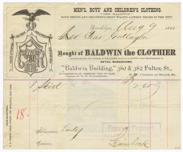 Baldwin the Clothier. Bill - Verso