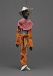 Jigging Puppet Of Black Figure With White Hat