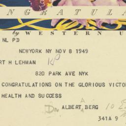 Telegram: 1949 November 8