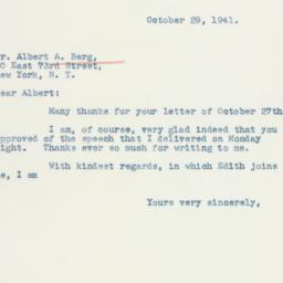 Letter: 1941 October 29