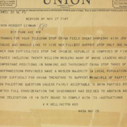 Telegram: 1947 November 27