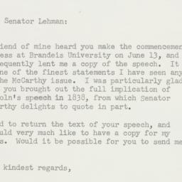 Letter: 1954 July 2