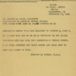 Telegram: 1950 September 18