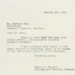 Letter: 1949 October 25