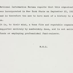 Memorandum: 1952 October 30