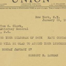 Telegram: 1947 January 25