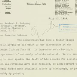 Letter: 1929 July 10