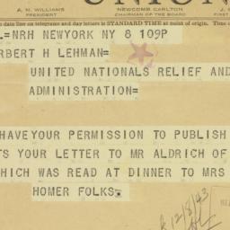 Telegram: 1943 December 8