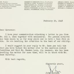 Letter: 1948 February 20