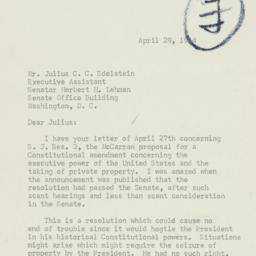 Letter: 1954 April 29