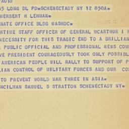 Telegram: 1951 April 12