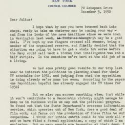 Letter: 1950 December 5