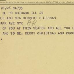 Telegram: 1960 December 24
