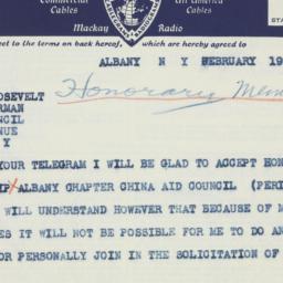 Telegram: 1941 February 19