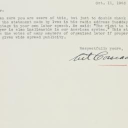 Letter: 1946 October 11