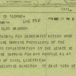 Telegram: 1956 May 25