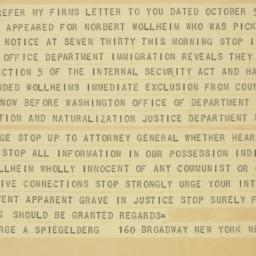 Telegram: 1951 December 19