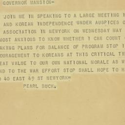 Telegram: 1942 April 27