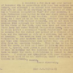 Letter: 1938 November 12