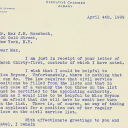 Letter: 1939 April 4