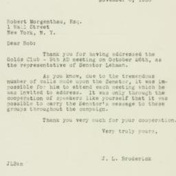 Letter: 1950 November 6