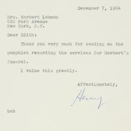 Letter: 1964 December 7