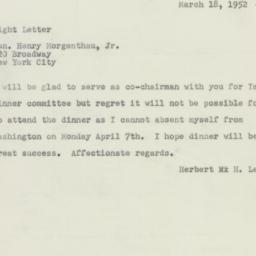 Telegram: 1952 March 18