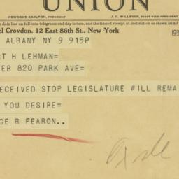 Telegram: 1933 March 9