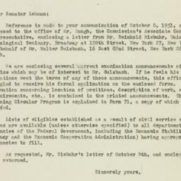 Letter: 1951 October 18