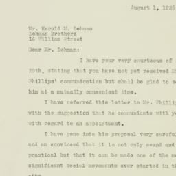 Letter: 1925 August 1