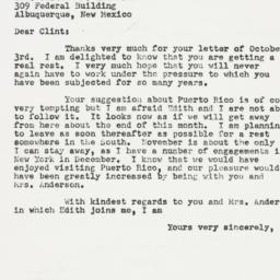Letter: 1951 October 9