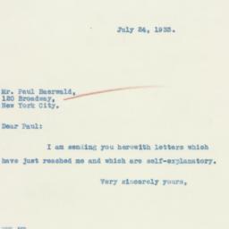 Letter: 1933 July 24