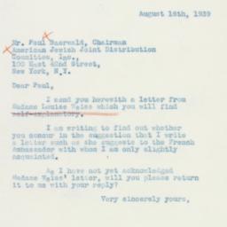 Letter: 1939 August 16