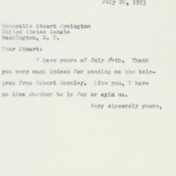 Letter: 1953 July 28