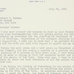 Letter: 1961 July 24