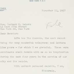 Letter: 1957 November 13