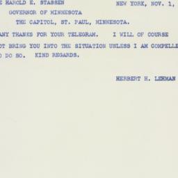 Telegram: 1941 November 1