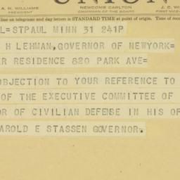 Telegram: 1941 October 31