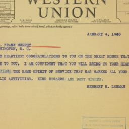 Telegram: 1940 January 4