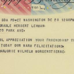 Telegram: 1958 March 28
