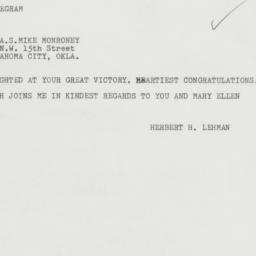 Telegram: 1962 November 8