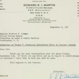 Letter: 1950 September 5