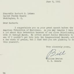 Letter: 1951 June 9
